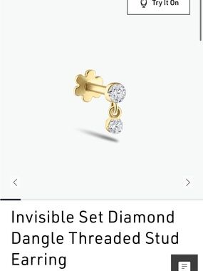 Maria Tash invisible set diamond dangle flat back